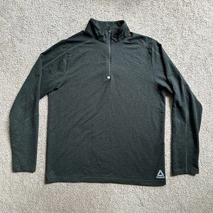 Reebok Pullover Mens Medium 1/4 Zip Long Sleeve Fleece Green Athletic Sweater